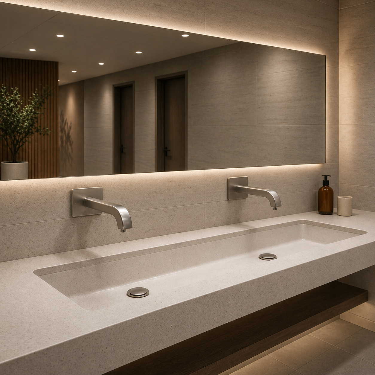 Touchless faucets cut down on the need for hand contact when using them, which helps public health goals and makes building operations better.
